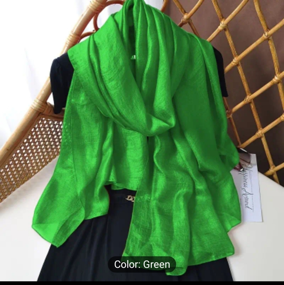 Scarf Women's Lightweight Chiffon Silklike Texture Green, Large